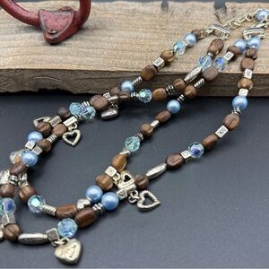 Brighton Elegant Silver and Brown Beaded Necklace